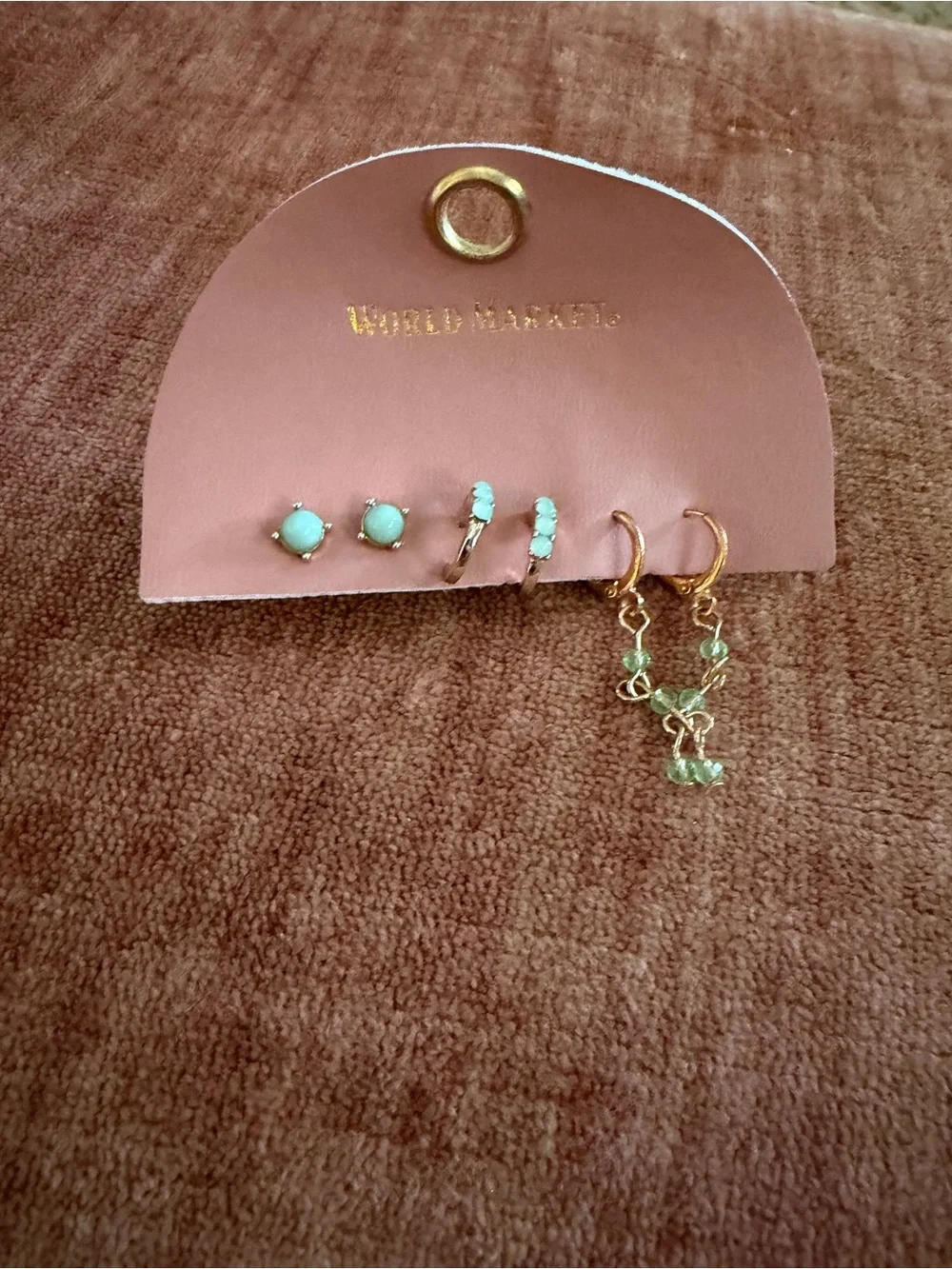 NWT World Market Gold TURQUOISE Earring Set